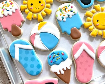 Summer Birthday Cookies | Pool Party Cookies | Beach Birthday Party | Summer Birthday Party | Pool Party | One Dozen