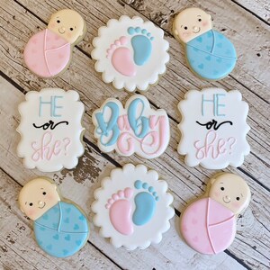 Gender Reveal Cookies | Gender Reveal Party | He or She? | Boy or Girl Cookies image 3