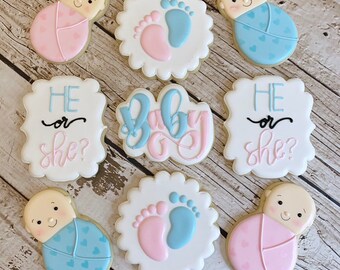 Gender Reveal Cookies He Or She Gender Reveal Party Etsy Schweiz Gender Reveal Cookies He Or She Gender Reveal Party Etsy Schweiz