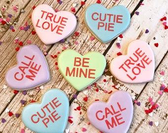 Valentine Cookies | Conversation Heart Cookies | Conversation Hearts | One Dozen