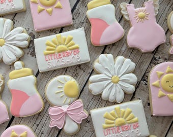 Sunshine Baby Cookies | You Are My Sunshine Cookies | Little Ray of Sunshine Cookies | Sunshine Baby Shower  | Birthday Cookies | One Dozen