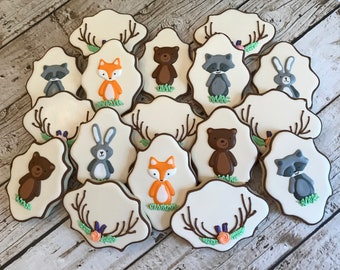 Woodland Animal Cookies | Woodland Animal Baby Shower | Woodland Animal Birthday Party | Woodland Baby Shower | One Dozen