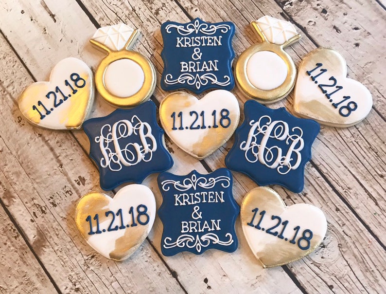 Engagement Cookies Wedding Cookies Monogram Cookies Diamond Ring Cookies Bachelorette Cookies One Dozen Bild 4