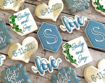 One Dozen Engagement Cookies | Wedding Cookies | Bachelorette Cookies