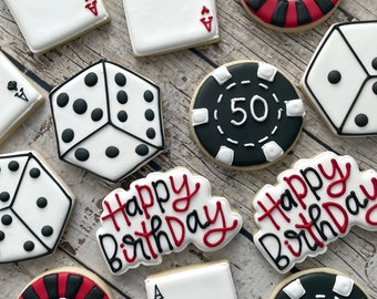 Poker Birthday Cookies | Birthday Gift for Him | One Dozen