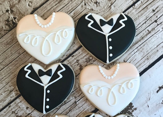 Wedding Cookies Bride And Groom Cookies Tuxedo And Gown Etsy