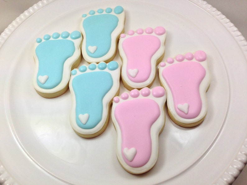 Baby Shower Cookies Baby Feet Cookies Gender Reveal Party Etsy Baby Shower Cookies Baby Feet Cookies Gender Reveal Party Etsy