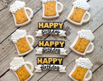 Beer Birthday Cookies | Beer Cookies | Birthday Gift | Birthday Gift For Him | Birthday Party | | One Dozen