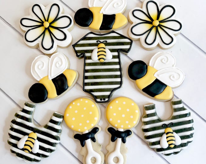 Bumblebee Cookies Bumble Bee Cookies What Will It Bee Etsy