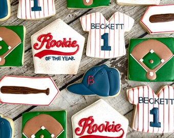 Baseball Cookies | Personalized Baseball Cookies | Baseball Birthday | Custom Sugar Cookies | Rookie of the Year Cookies