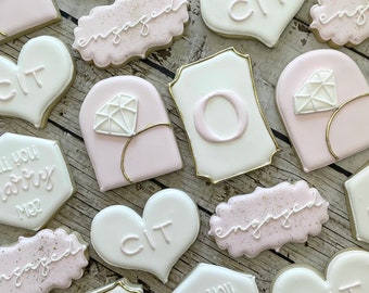 Engagement Cookies | Wedding Cookies | Diamond Ring Cookies | Bachelorette Cookies | One Dozen