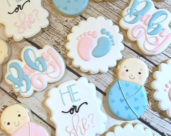 Gender Reveal Cookies | Gender Reveal Party | He or She? | Boy or Girl Cookies