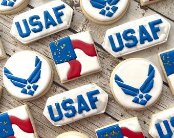 Air Force Cookies | Air Force Wedding | United States Air Force | Air Force Gift | Air Force Graduation | Air Force Party | One Dozen