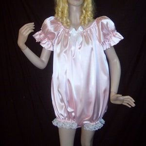 Adult Sissy Baby Satin Bubble Romper Onesie Pull Up Style Diaper Cover One Size Dress Up or JammiesCosplay Costume