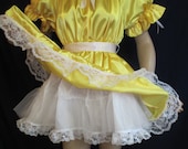 Adult sissy baby satin party pageant lil girl style dress with attached crinoline skirt slip