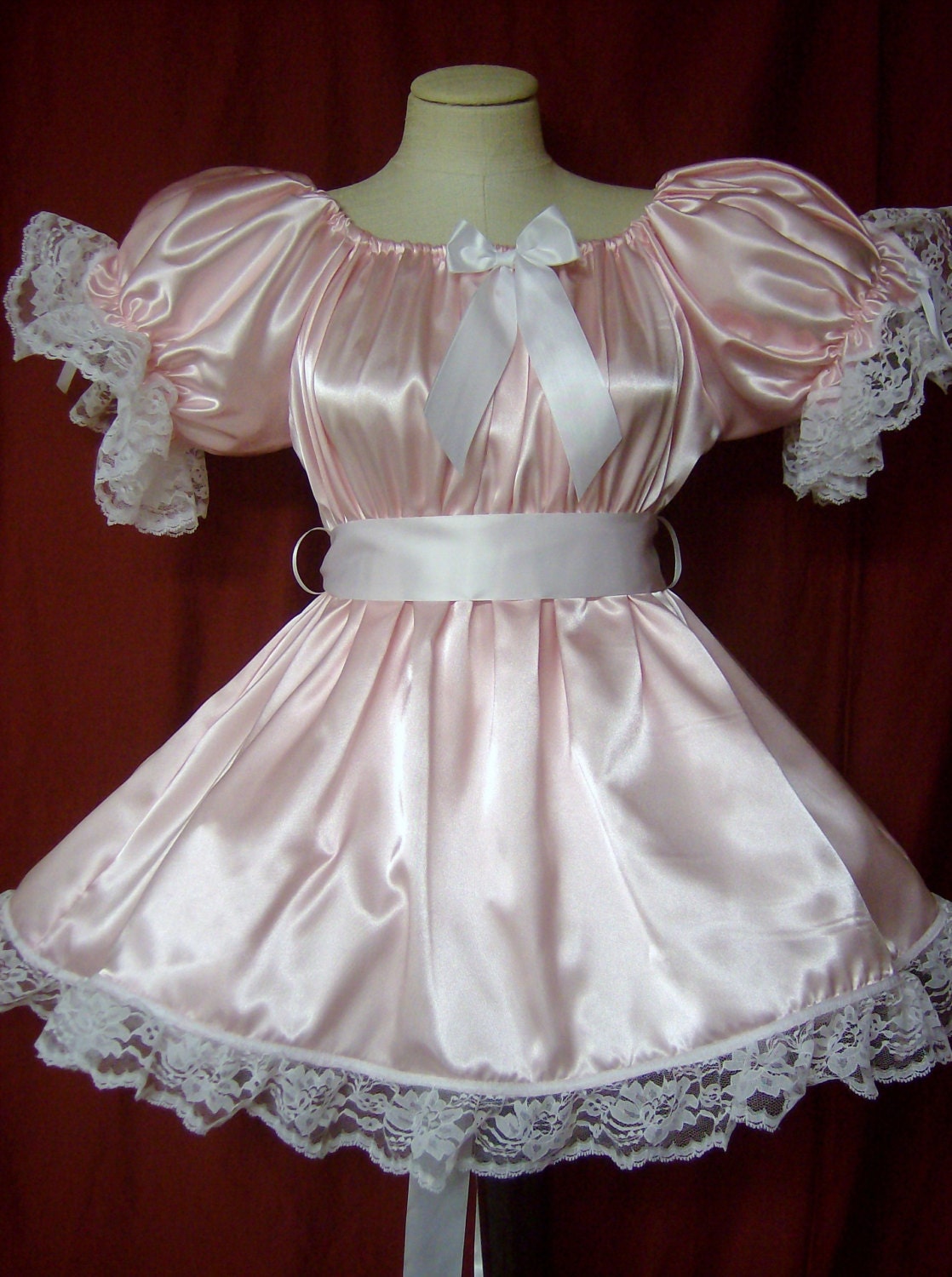 Adult Sissy Baby Deluxe Satin Party Pageant Lil Girl Style