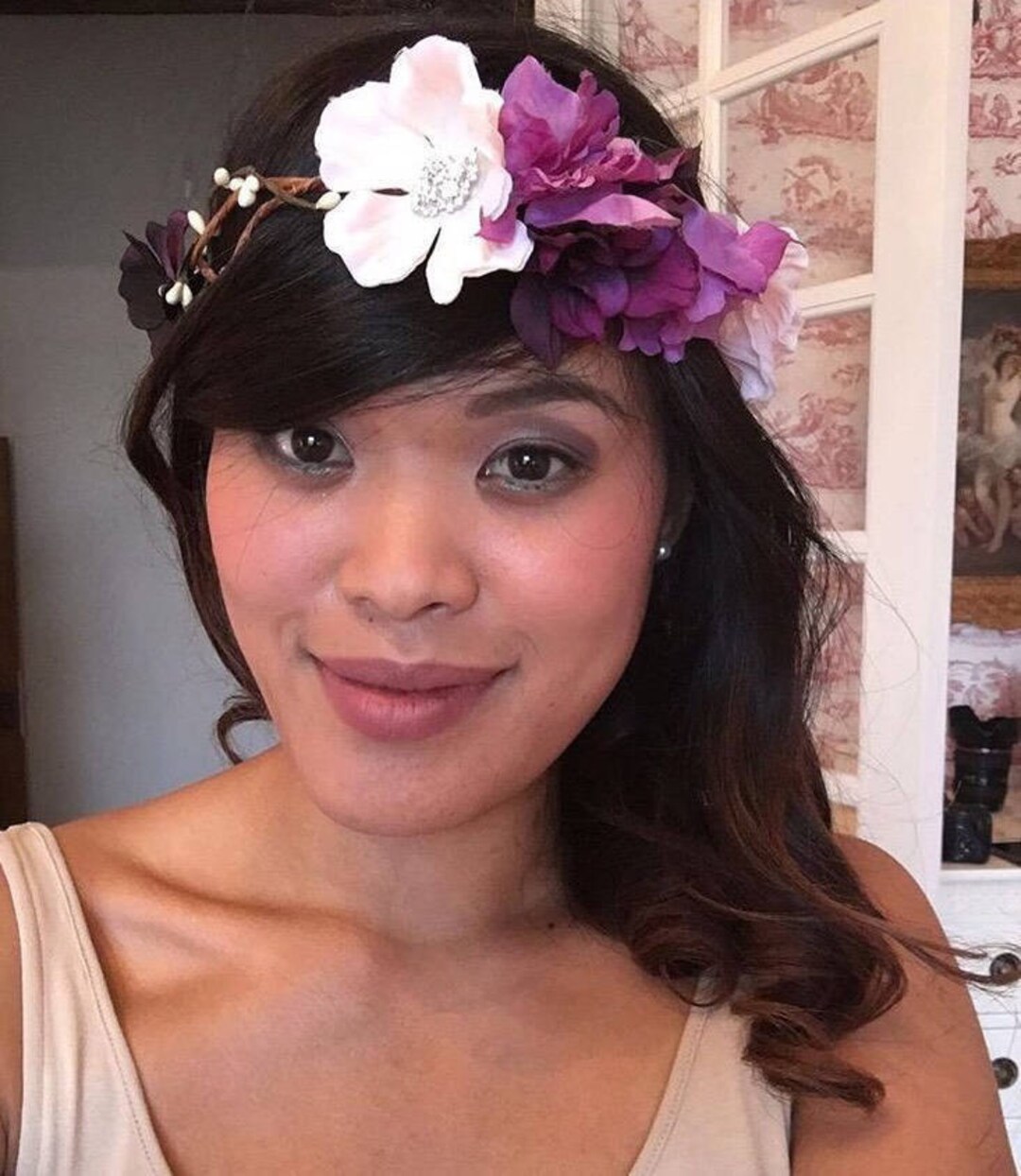 Pink Purple Flower Crown for Bride Etsy