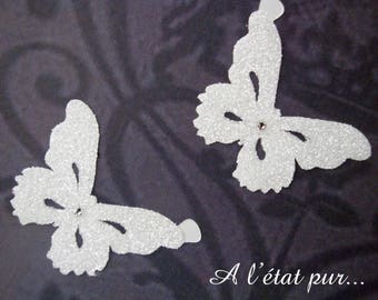 Bijoux de peau lot de 2 papillons Blanc à coller pour mariée ou demoiselle d'honneur - témoins