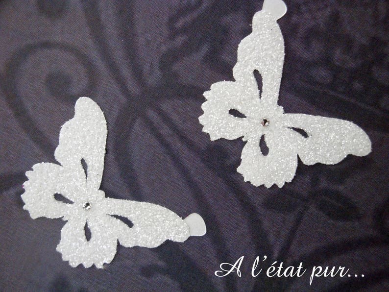 Bijoux de peau lot de 2 papillons Blanc à coller pour mariée ou demoiselle d'honneur témoins image 1