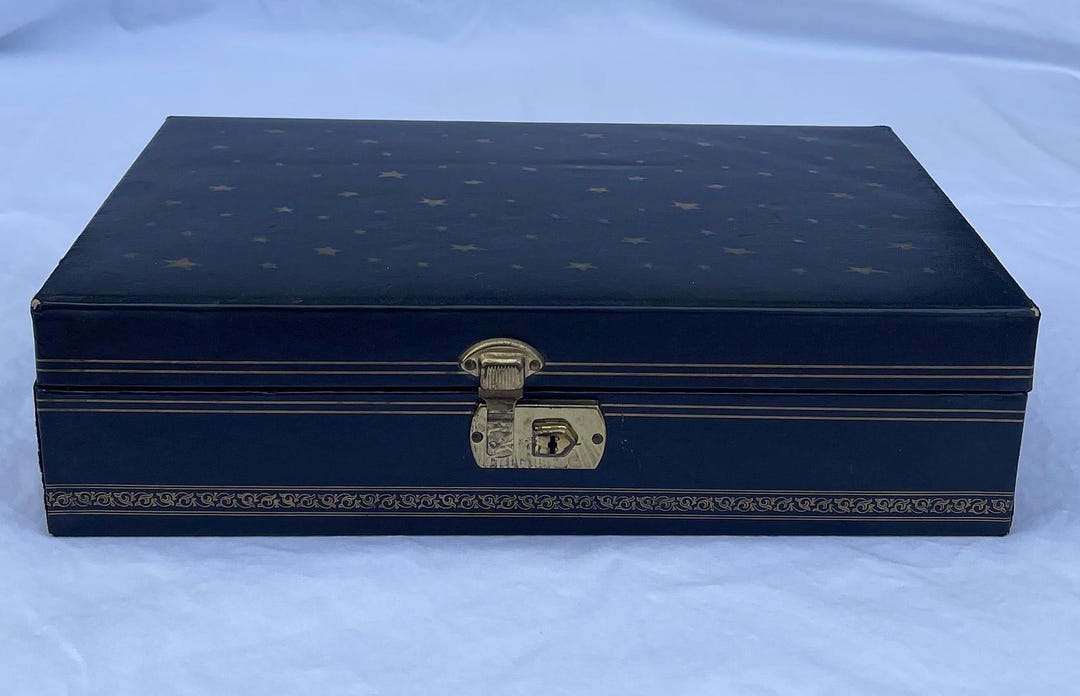 Black Jewelry Box With Gold Stars and Red Lining - Etsy