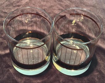 Culver Devon Black Old Fashion Glasses, Set of Two
