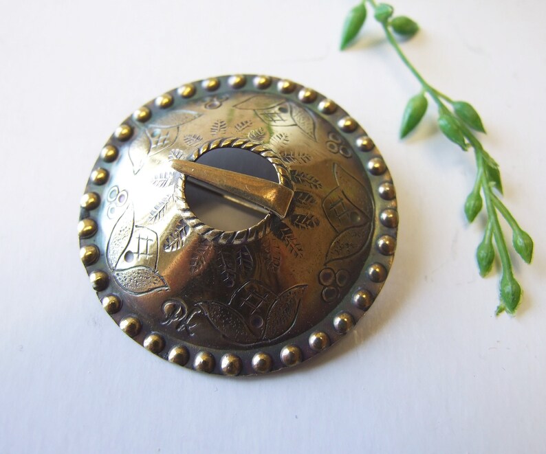 Viking Brass Fibula Brooch // Antique Brass Brooch // Etsy