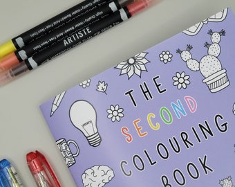 The Second Colouring Book / A5 Adult Colouring Book / Stocking Filler / Self Care Prompt / All Ages Colouring Book / Mental Health