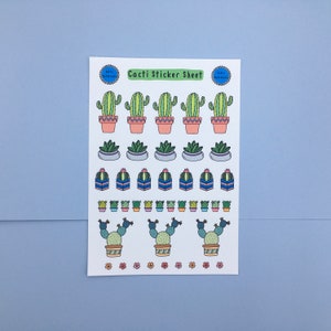 Cactus Sticker Vel / Cactus Stickers / Plant Stickers / Planner Stickers / Bujo Stickers / A6 Sticker Sheet / Cute Stickers