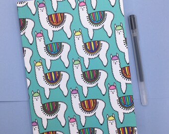 A5 Llama Notebook / Illustrated Lined Notepad / A5 Journal / Llama Stationery Gift / Blue llama notebook / Stationery Gifts