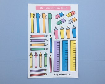 Stationery Stickers / Back To School Stickers / Planner Stickers / Bujo Stickers / A6 Sticker Sheet / Cute Stickers