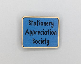 Stationery Appreciation Society 30mm Wooden Pin Badge / Stationery Addict / Stationery Gift / Eco Friendly Pin Badge /