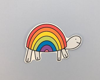 Rainbow Tortoise Sticker / Turtle / Tortoise Lover Gift / Vinyl Matte Sticker / Waterproof Sticker / Planner Sticker / Die Cut / Decal /