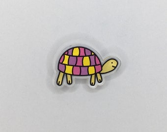 Tortoise / Turtle 28mm Acrylic Pin badge / Tortoise Gifts / Animal Lover Gift / Eco-Friendly Gift / Letterbox Gift / Assorted Colours