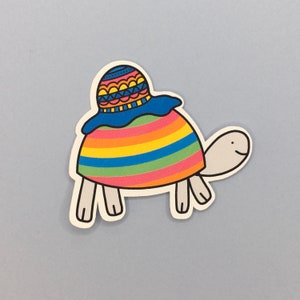 Summer Hat Tortoise Sticker / Turtle / Tortoise Lover Gift / Vinyl Matte Sticker / Waterproof Sticker / Planner Sticker / Die Cut / Decal /