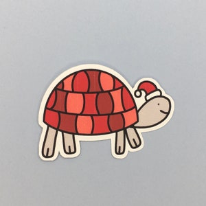 Christmas Tortoise Sticker / Turtle / Tortoise Lover Gift / Vinyl Matte Sticker / Waterproof Sticker / Planner Sticker / Die Cut / Decal /