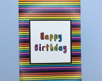 SECONDS* Rainbow Birthday Card / Friend Birthday Card / Bright Colourful Card / Modern Card / LGBTQ+ Card /