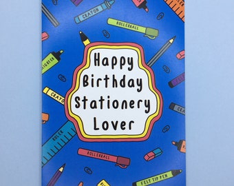 Happy Birthday Stationery Lover / Stationery Addict A6 Birthday Card