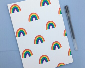 A5 Rainbow Notebook / Recycled Illustrated Lined Notepad / A5 Journal / Notebook for Girls / Rainbow Stationery Gifts /