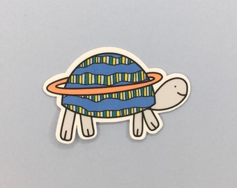Planet Tortoise Sticker / Turtle / Tortoise Lover Gift / Vinyl Matte Sticker / Waterproof Sticker / Planner Sticker / Die Cut / Decal /
