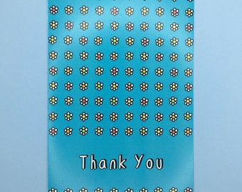 Thank You / Thanks / Flowery Thanks / Blue / UK / Cute A6 Card