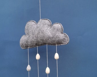 Mobile "happy rain" , Filz Mobile, Kinderzimmerdeko, Wolken, Baby, Geschenk zur Geburt,