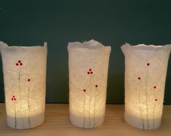 3 PIECES lanterns, decoration, candle, Christmas, lighting, filZeit, gift, birthday, wool, felt, lanterns, tea light