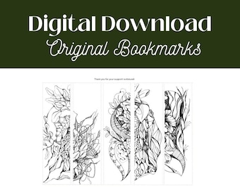 DIY coloring in Bookmarks Digital Download Bookmark Sheet PNG bookmark Print and Cut Bookmark Set Print your own bookmarks