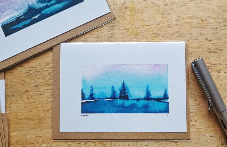 Blank nature greeting card set Sympathy Card Thank You notecard hiking card condolences bereavement card thinking of you support loss Blue