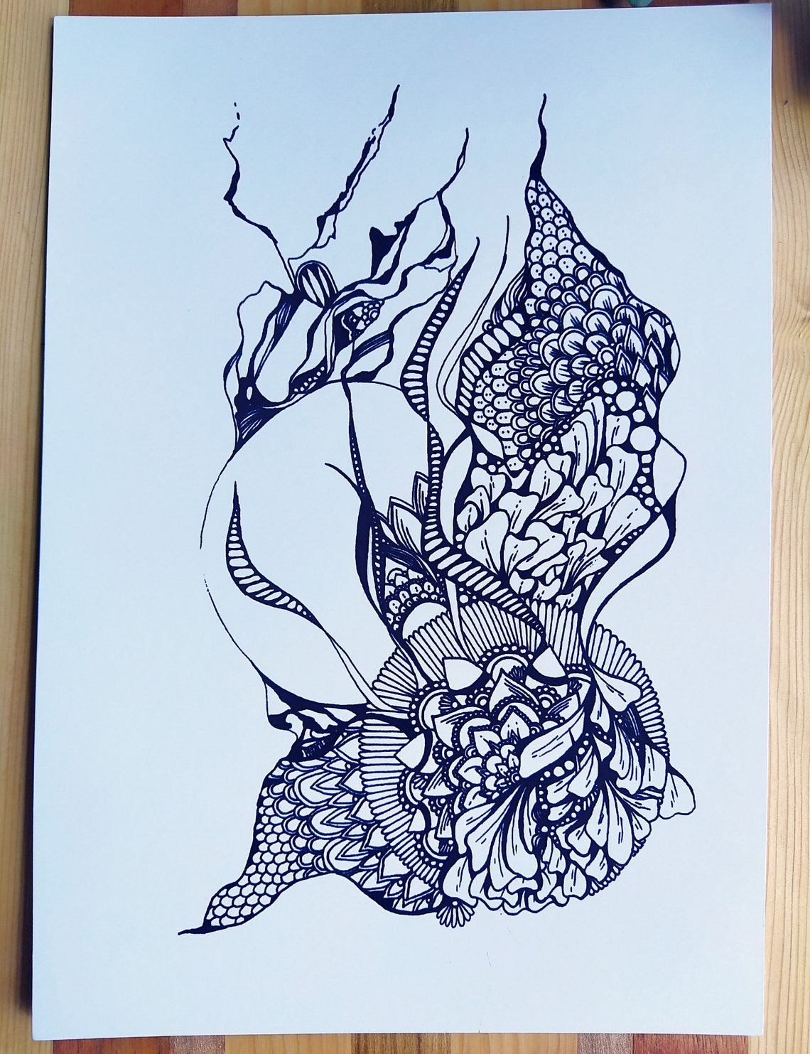 A4 Abstract Art Deco Zentangle Wall Art Drawing Black and Etsy UK