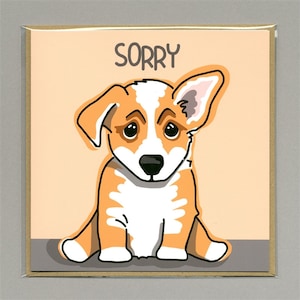In the Dog house? Cute Corgi Apology Card - Blank Inside - Cartoon Puppy Greeting Card - Standard Letter in UK