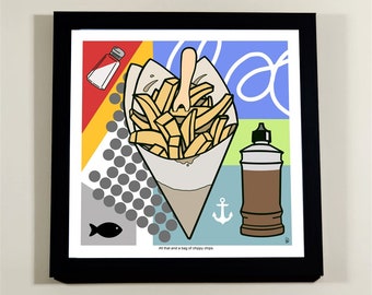All That And A Bag Of Chippy Chips Print 40 x 40cm - Drawing | Illustration