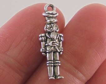 Sterling Silver Nutcracker Charm on a Sterling Silver Double Link Traditional Charm Bracelet 0496