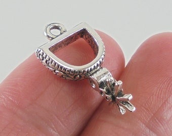 Sterling Silver 26mm 3D Spurs with 7.5 Charm Bracelet Jewels Obsession 3D Spurs Pendant Sterling Silver 26mm 3D Spurs with 7.5 Charm Bracelet Jewels Obsession 3D Spurs Pendant