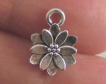 Lotus Flower Necklace Connector Charm Silver Chain Bohemian Floral Flowers Girly